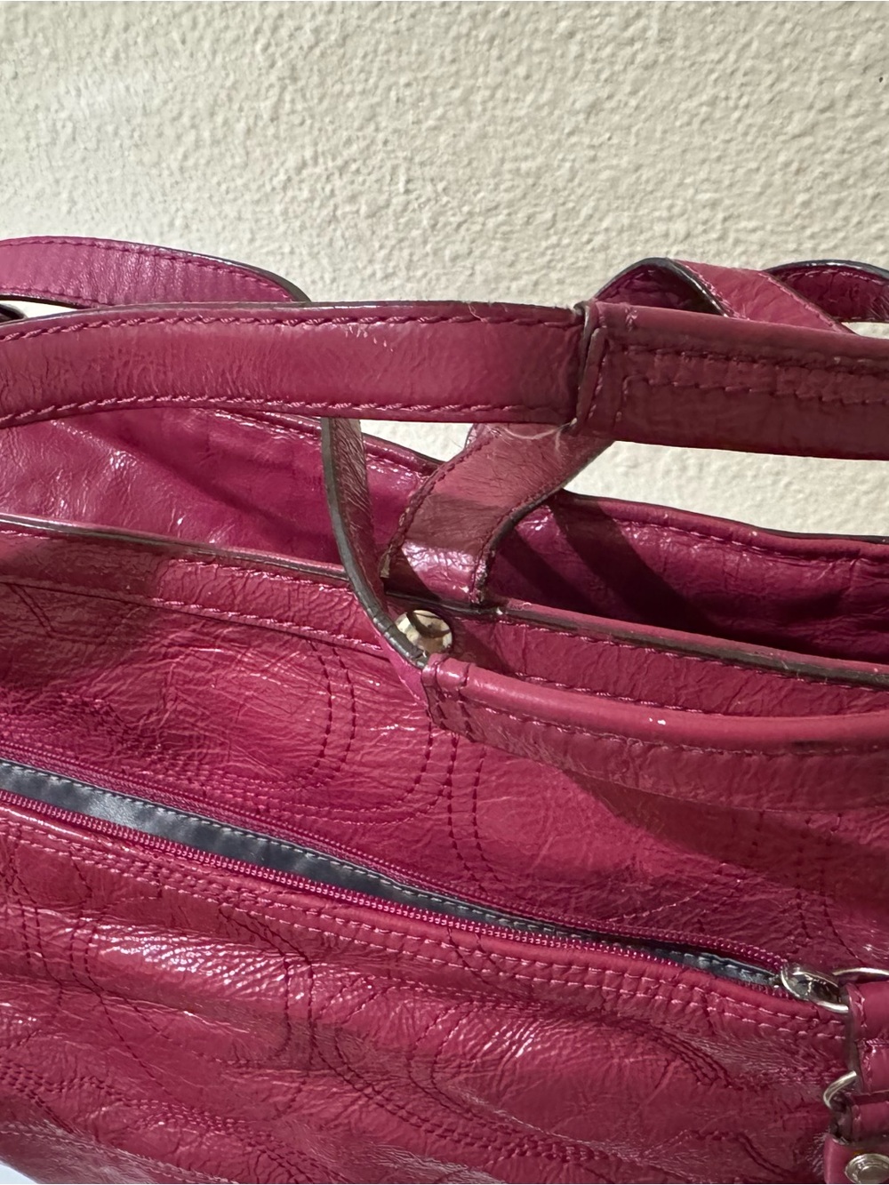 Coach Signature Leather Tote in Deep Raspberry - Picture 6 of 16
